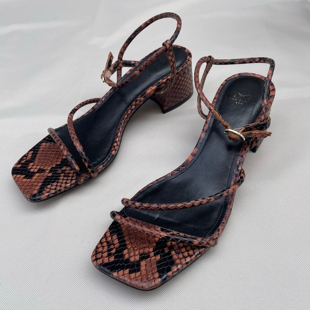 snakeskin chic Marc Fisher strappy heal sandle size 6.5